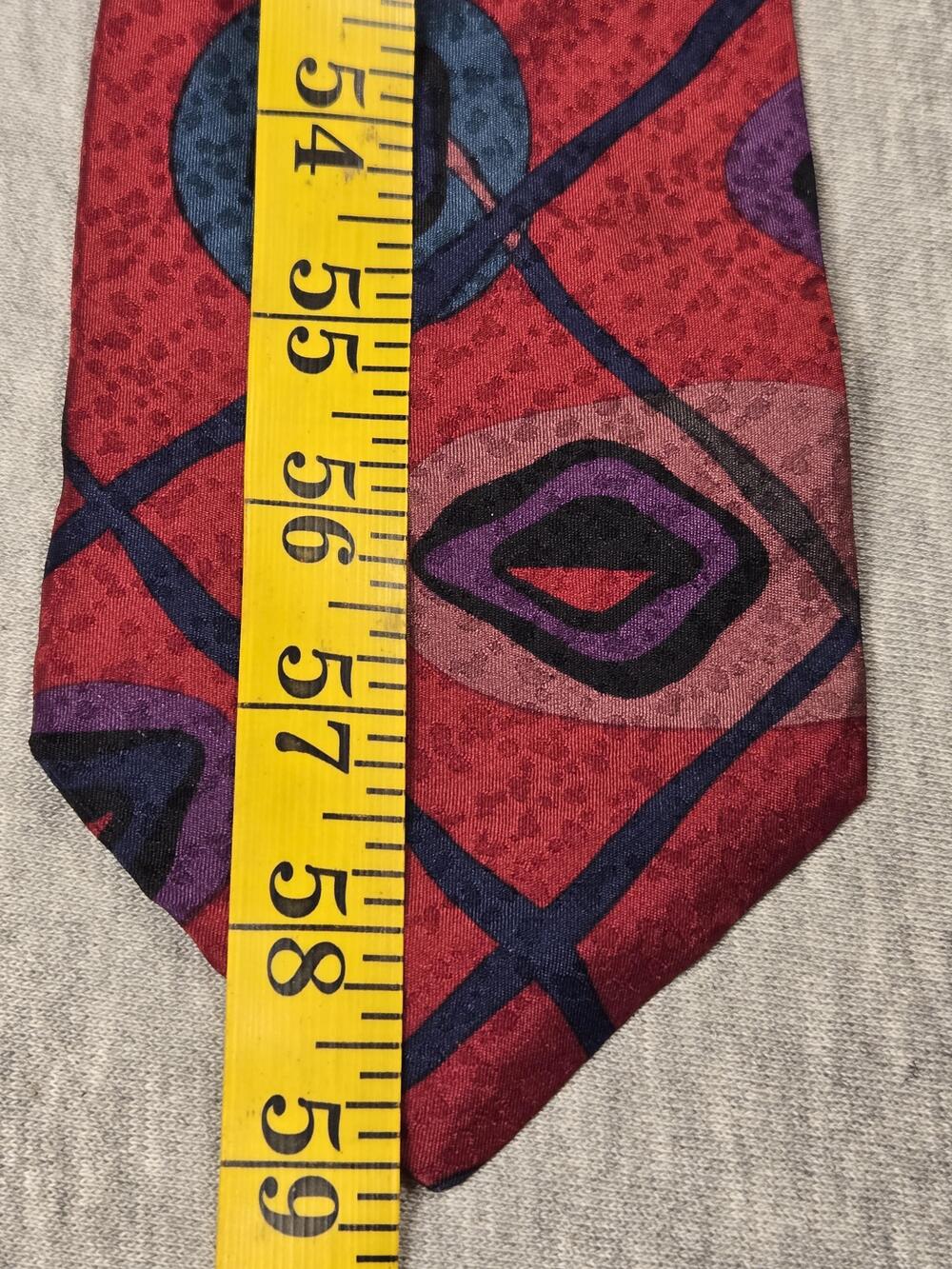 Studio Bugatti Tie Mens One Size Red Geometric Polyester Necktie Classic Design